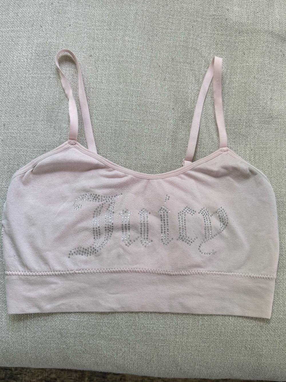 Juicy Couture Rhinestone Logo Bralette – Light Pink, XL Y2K